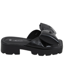 Keesha Schwarze Hausschuhe mit hoher Sohle