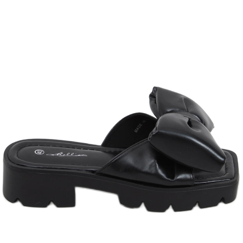 Keesha Schwarze Hausschuhe mit hoher Sohle