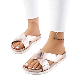 Goldene Nicolay-Hausschuhe für Damen rosa