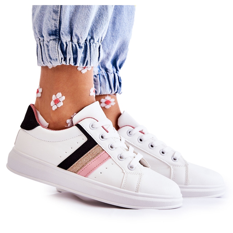 FK2 Sportschuhe für Damen in Weiß Renesme gebunden schwarz rosa golden