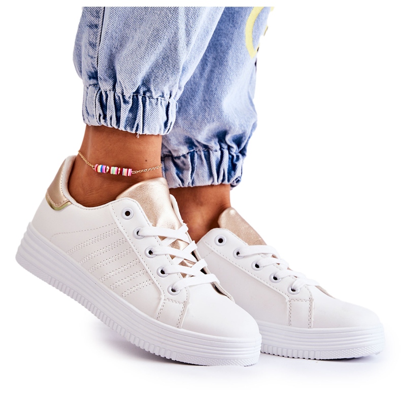 FK2 Weiße Sportschuhe für Damen Samanta golden