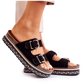 FE1 Damenhausschuhe Buckles Black Melissa schwarz