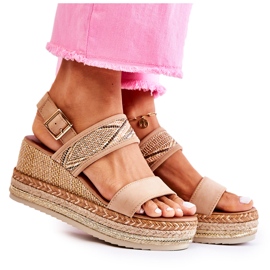 FE1 Keilsandalen aus Wildleder Annabel Beige