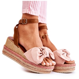 FE1 Keilsandalen aus Wildleder Pink Natina braun rosa