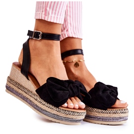 FE1 Schwarze Keilsandalen aus Wildleder Natina