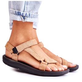 PM1 Damen Wildleder Sportsandalen dunkelbeige Harris
