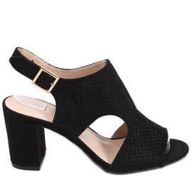 Stacy Schwarze hochhackige durchbrochene Sandalen