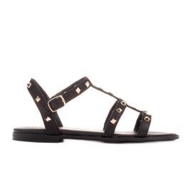 Marco Shoes Ledersandalen mit goldenen Nieten schwarz