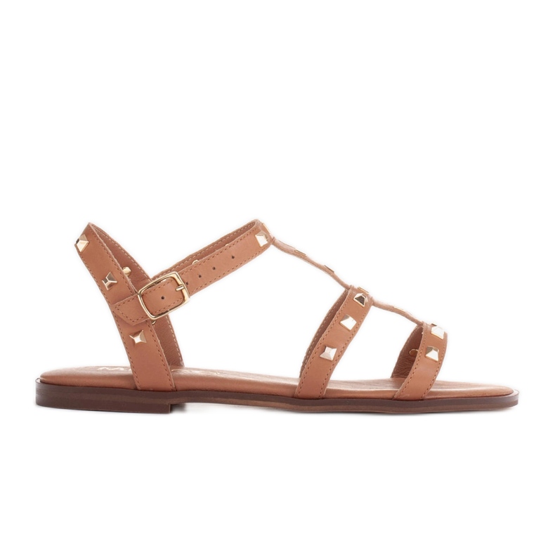 Marco Shoes Ledersandalen mit goldenen Nieten braun