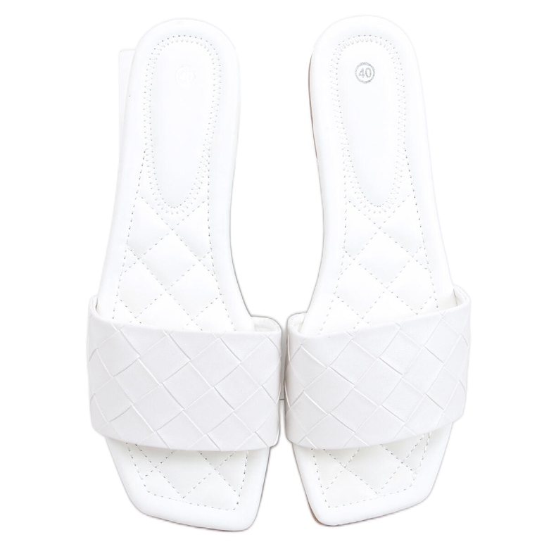 Sahar Weiße Hausschuhe mit eckiger Sohle