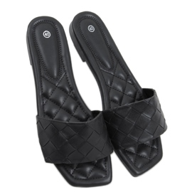 Sahar Schwarze Hausschuhe mit eckiger Sohle