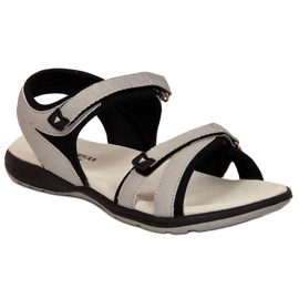 Graue Sportsandalen mit Klettverschluss W American Club schwarz