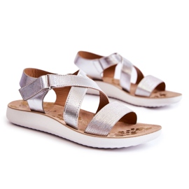 S.Barski Kindersandalen mit Klettverschluss Silber Alise