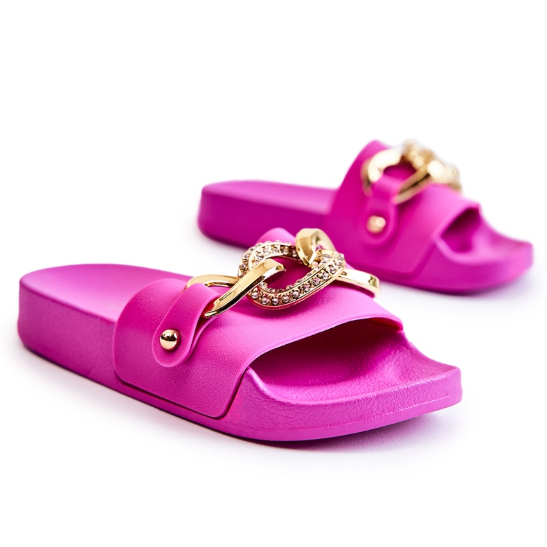 FK1 Kinder-Gummihausschuhe mit dekorativer Kette Fuchsia Suzie rosa