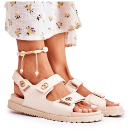 S.Barski Ledersandalen für Damen mit beiger Halis-Dekoration