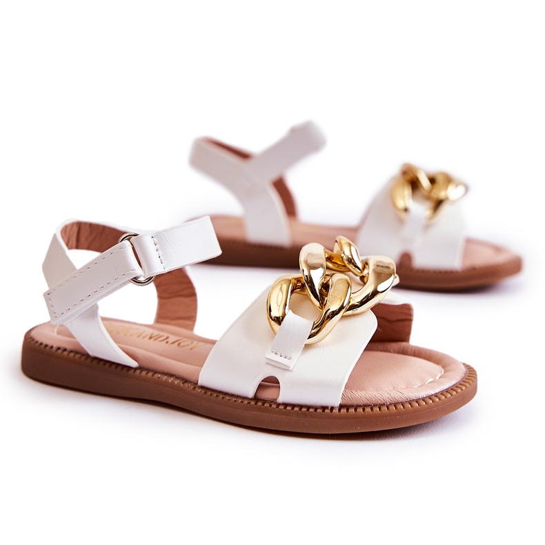 FR1 Kindersandalen mit weißem Layra-Klettverschluss ['weiß']