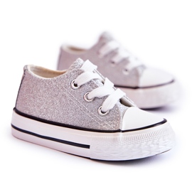 Kinder Turnschuhe gebunden Silber Wella