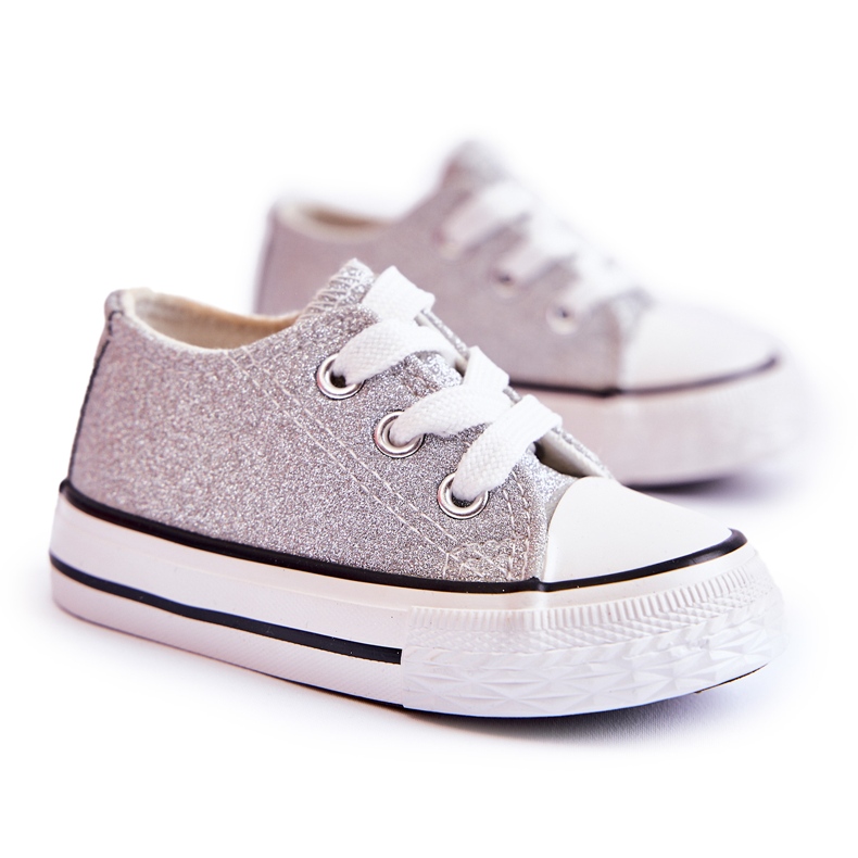 Kinder Turnschuhe gebunden Silber Wella silber- silber-