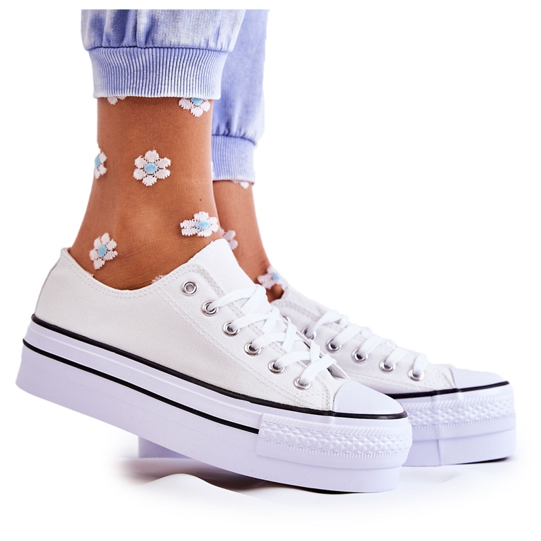 FS3 Damen-Sneaker auf massivem Plateau in weißem Farona