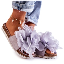 PS1 Damenschuhe aus Wildleder mit dekorativer Blume Grau Alimos