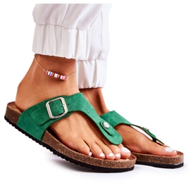 FB1 Damenhausschuhe mit Schnalle Grün Elina