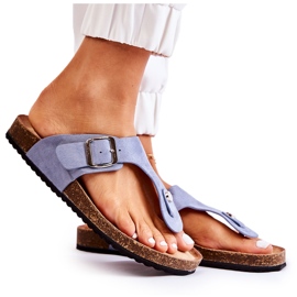 FB1 Damenhausschuhe mit Schnalle Blau Elina