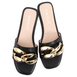 Dalia Schwarze Hausschuhe mit Kette