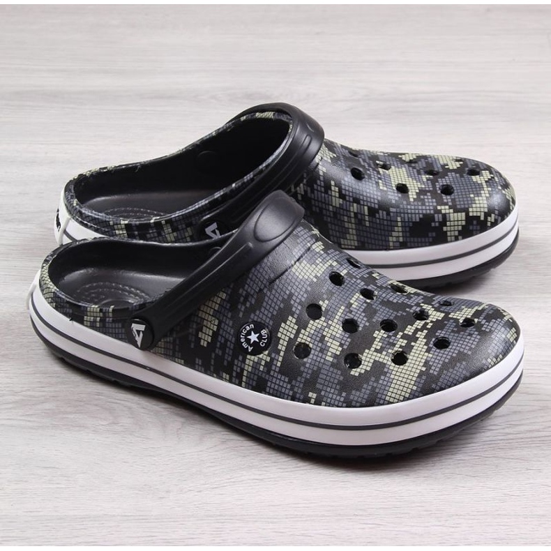 American Club Jr.AM578A schwarze Camo-Hausschuhe