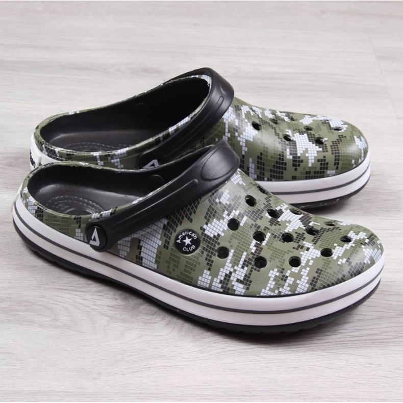 American Club Jr.AM578B Pantoffeln in Khaki-Camouflage grün