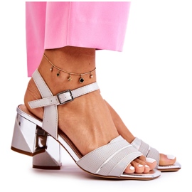 Sergio Leone Silber Corane Sandalen auf einer Stange silber-