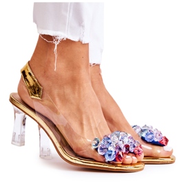 S.Barski Elegante Pumps mit goldener Amalia-Verzierung farblos