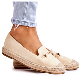 S.Barski Klassische Slip-on Damen Espadrilles Beige Oresa