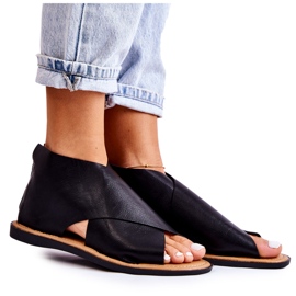 S.Barski Catalise-Sandalen aus schwarzem Leder für Damen