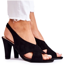 S.Barski Modische schwarze Therala Wildleder Sandalen