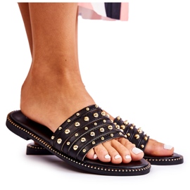 S.Barski Lederhausschuhe für Damen mit schwarzem Brien-Ornament