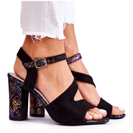 S.Barski Veneta Damensandalen aus schwarzem Wildleder