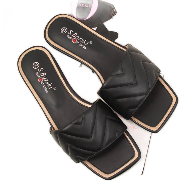 Gesteppte Hausschuhe S. Barski W OLI103A schwarz