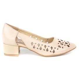 Olivier Damen-Lederpumps mit Absatz 2272 beige