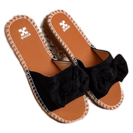 SHELOVET Hausschuhe mit Schleife schwarz