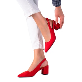 SHELOVET Rote Pumps mit offenem Absatz