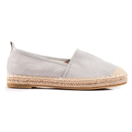 SHELOVET Graue Espadrilles mit Glitzer