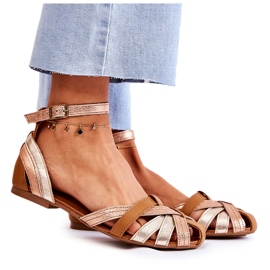 Leder Damen Sandalen Maciejka 01924-32 Gold-Braun