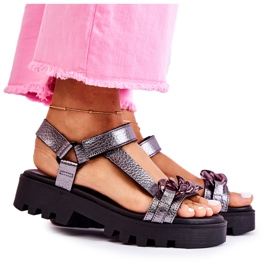 Ledersandalen mit Klettverschluss Maciejka L5009-41 Dunkelsilber silber-