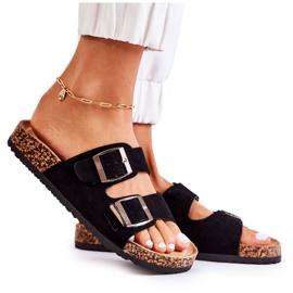 FB1 Schwarze Slip-On-Hausschuhe für Damen Misandei