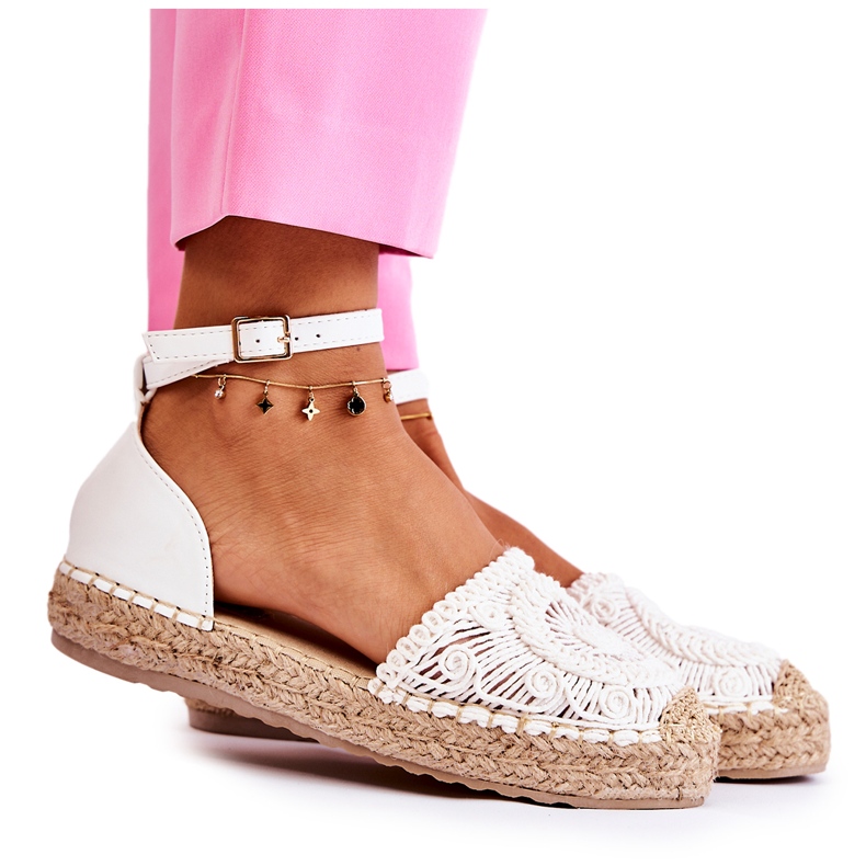 PS1 Damensandalen Durchbrochene Espadrilles Weiß Murillo