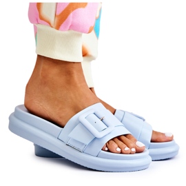 Damenhausschuhe mit Schnalle Blau Devia