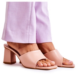 PG1 Klassische Lederpantoffeln mit hohem Absatz Nude Talena rosa