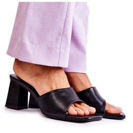 PG1 Klassische Lederpantoffeln auf Absatz Schwarz Talena