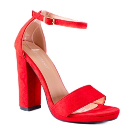 SHELOVET Hohe Sandalen auf einer Stange rot