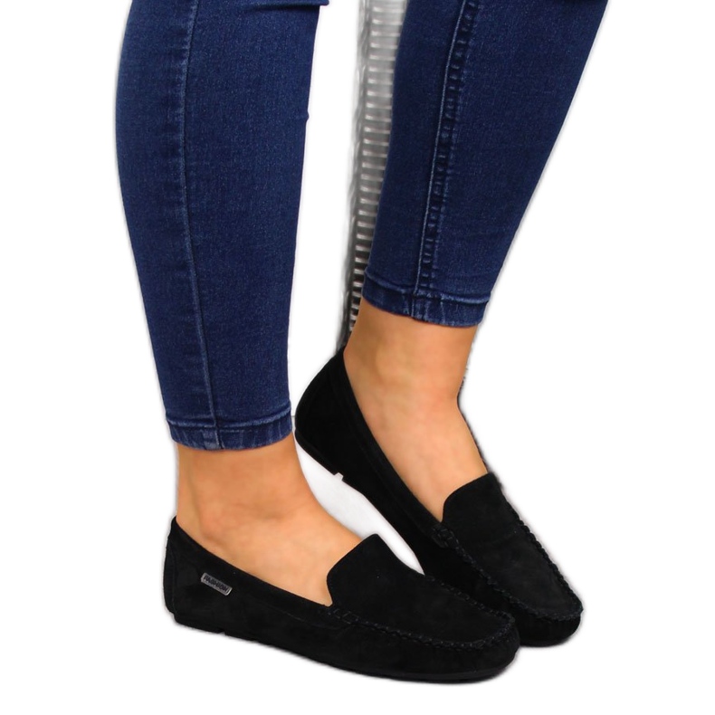Damen-Slipper aus schwarzem Leder Vinceza